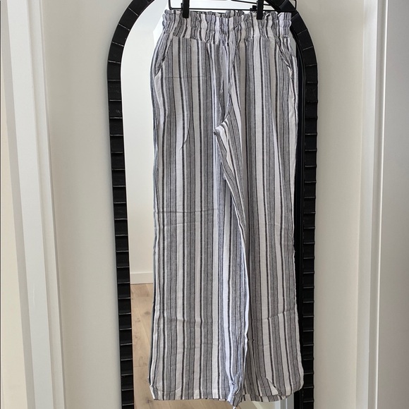 Linen Striped Wide Leg Pants - Picture 1 of 7